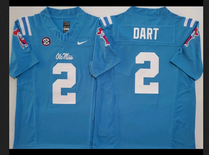 Men NCAA ole miss #2 Dart blue Nike jersey